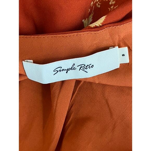 SIMPLE RETRO Women's Red Satin Floral Tall Strappy V-Neck Midi Dress SZ S - Picture 9 of 11